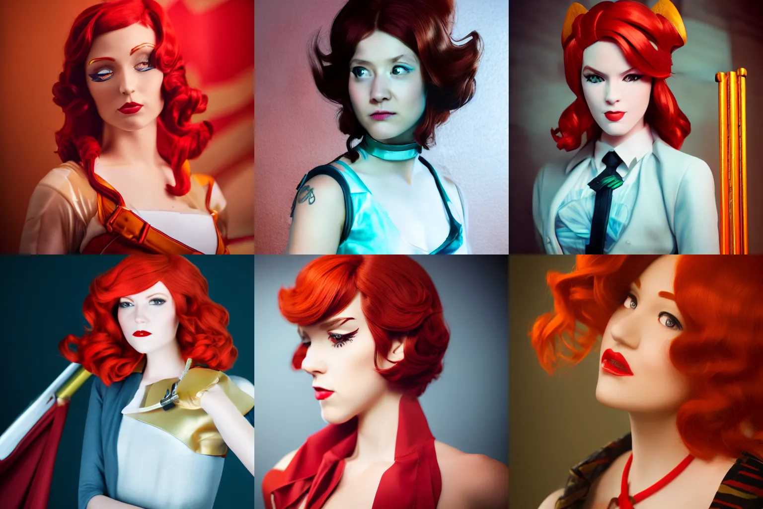 Prompt: portrait of Red - the redheaded female protagonist of Transistor, award-winning stylish studio shoot
