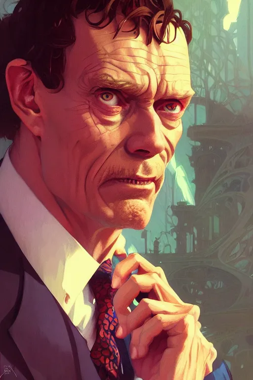 Prompt: a portrait of norman osborn, fantasy, sharp focus, intricate, elegant, digital painting, artstation, matte, highly detailed, concept art, illustration, ambient lighting, art by ilya kuvshinov, artgerm, alphonse mucha, and greg rutkowski