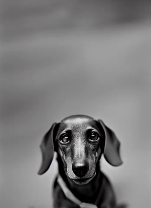 Image similar to Portrait of a dachshund, Leica m6, 85mm, fine-art photography, f/1.8, by Steve McCurry