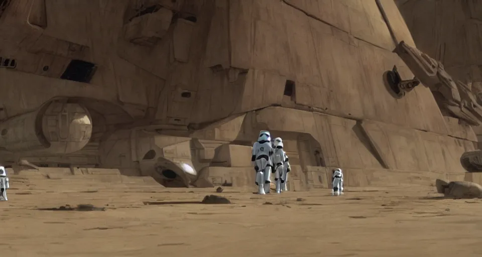 Image similar to film still from star wars, ralph mcquarrie, george lucas, octane