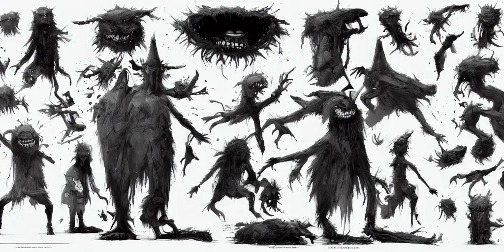 Image similar to babadook, character sheet, concept design, contrast, kim jung gi, greg rutkowski, zabrocki, karlkka, jayison devadas, trending on artstation, 8 k, ultra wide angle, pincushion lens effect