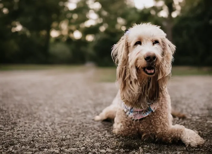 Image similar to portrait photo still of real life brian the dog, 8 k, 8 5 mm, f. 1 4