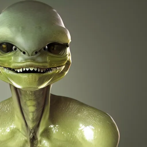 Image similar to hyper realistic unreal engine octane render of an alien, high quality