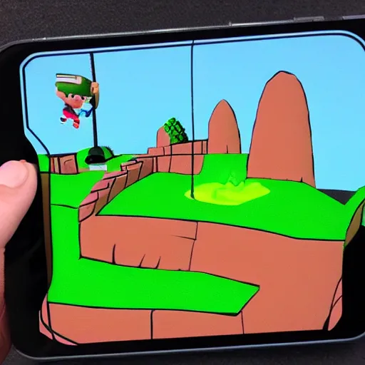 Image similar to Jerma985 in Green hill zone, highly detailed, cartoonish, shot on iphone