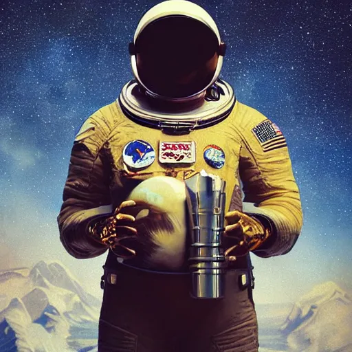 Image similar to the figure of a man who soars in space with a smile of mona lisa, peace in his eyes, ultra realistic, concept art, intricate details, serious, highly detailed, photorealistic, octane render, 8 k, unreal engine, art by todd mcfarlane and artgerm and greg rutkowski and alphonse mucha