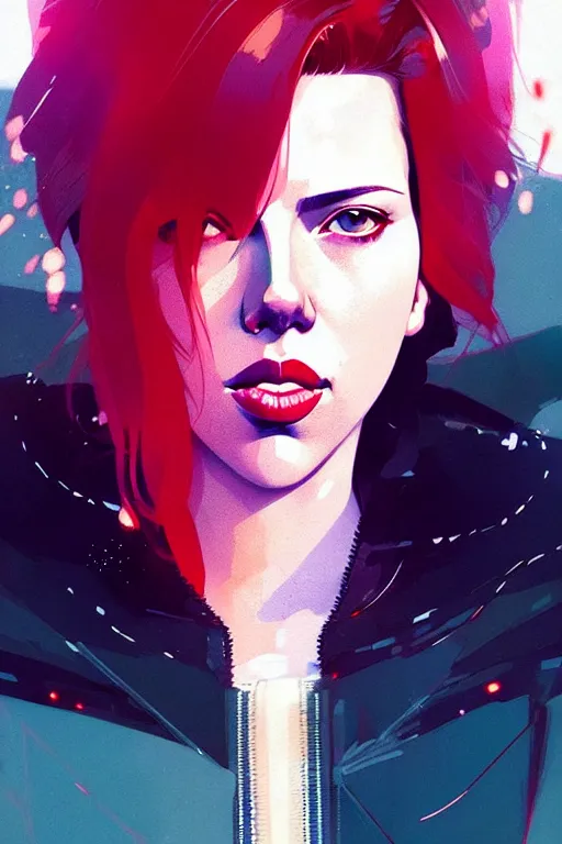 Image similar to a ultradetailed beautiful panting of scarlett johansson as motoko kusanagi, by conrad roset, greg rutkowski and makoto shinkai, trending on artstation