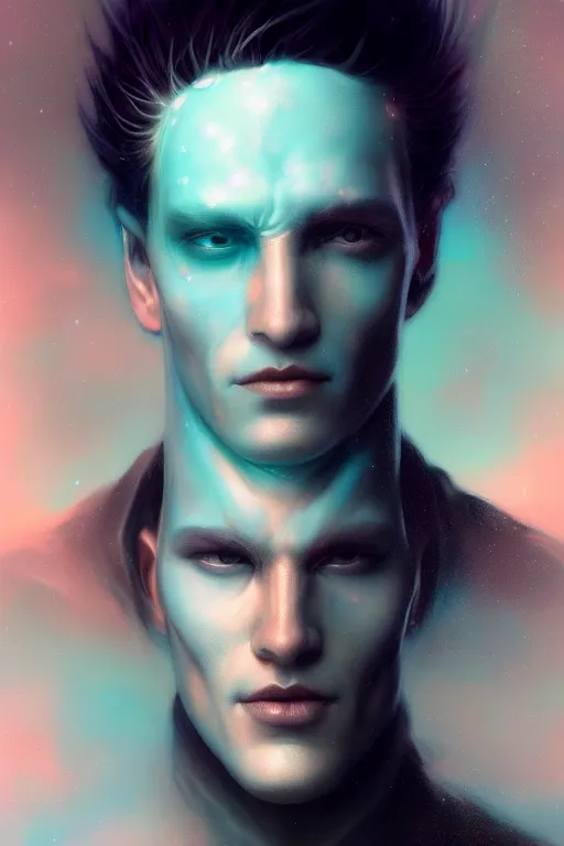 Image similar to portrait of a man made of ice, by artgerm, tom bagshaw, gerald brom, vaporwave colors, lo - fi colors, vaporwave, lo - fi, moody vibe, goth vibe, 4 k, hd,