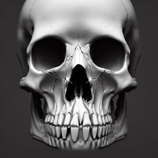 Image similar to A white raven skull, white human spine, baroque painting, beautiful detailed intricate insanely detailed octane render trending on Artstation, 8K artistic photography, photorealistic, chiaroscuro, Raphael, Caravaggio beautiful BW monochrome