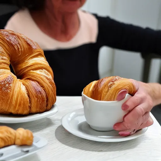 Image similar to une mamie qui fait des croissant