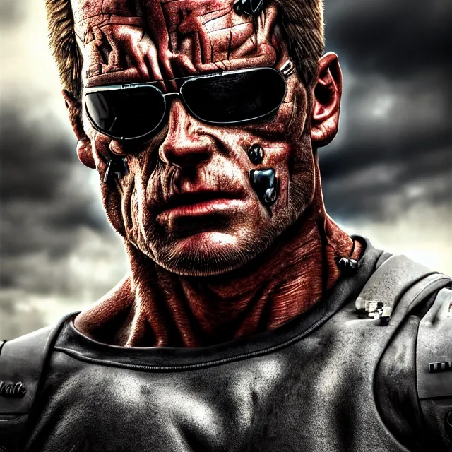 Image similar to terminator, steroids to the max, highly detailed, 4 k, hdr, smooth, sharp focus, high resolution, award - winning photo, boris valejo, photorealistic