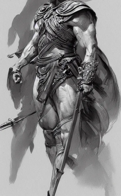 Image similar to highly detailed painting of achilles holding a spear, a pencil sketch by jesper ejsing, trending on artstation, high fantasy, loose pencil sketch, sketchy, concept art, cinematic, white space