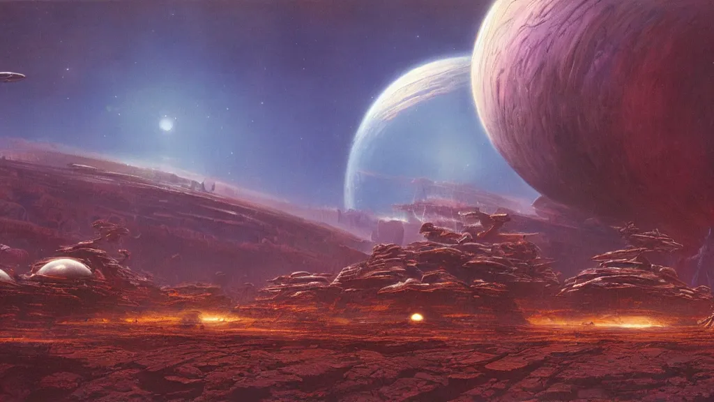 Image similar to alien planet, an empire in upheaval by arthur haas and bruce pennington, cinematic matte painting