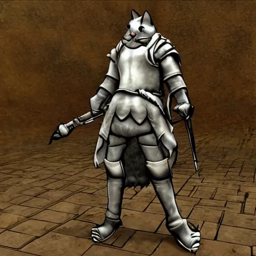 Prompt: cat inspired by dark souls style