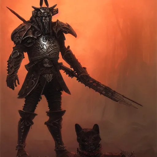 Image similar to berserk skullknight daedric armor, anthropomorphic shiba inu, holding rifle, stuning 3 d render, masterpiece, glowing black aura, foggy dark graveyard, by donato giancola and greg rutkowski and wayne barlow and zdzisław beksinski, realistic face