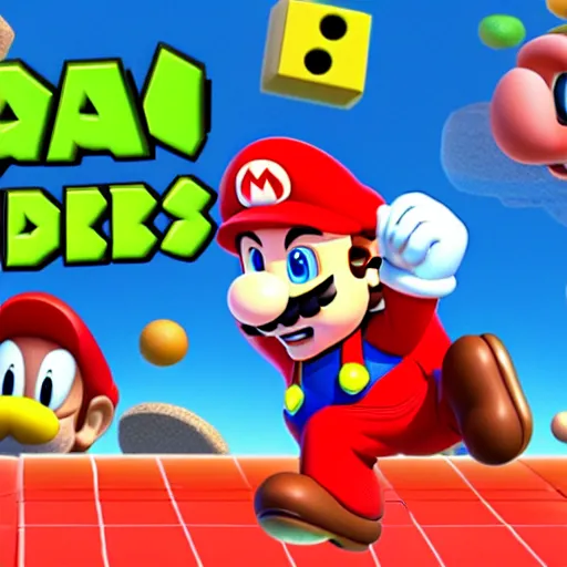 Image similar to mario 3d render with long noodle arms