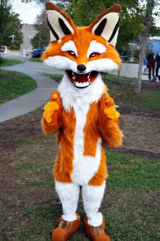 Image similar to an anthropomorphic fox, fursuit!!!!, cosplay