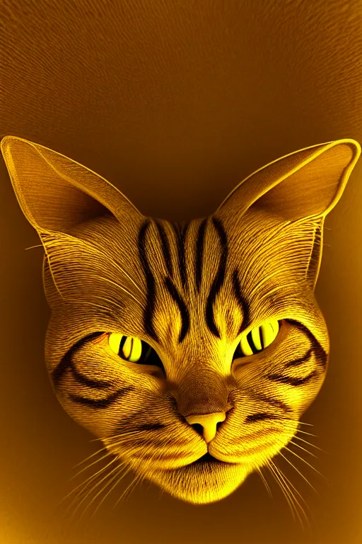 Prompt: perfectly - centered coiled yellow cat, photorealism, hd quality, 8 k resolution, cinema 4 d, hdr dramatic cinematic lighting