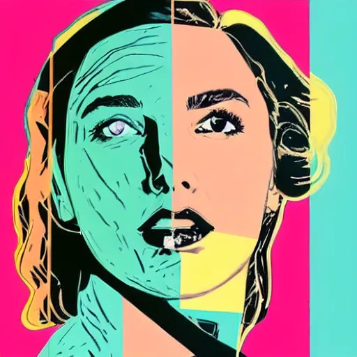 Image similar to gal gadot, portrait by andy warhol, color