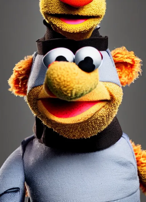 Image similar to studio portrait still of muppet!!!!! bucky barnes!!!!!! as a muppet muppet as a muppet, 8 k, studio lighting, key light,