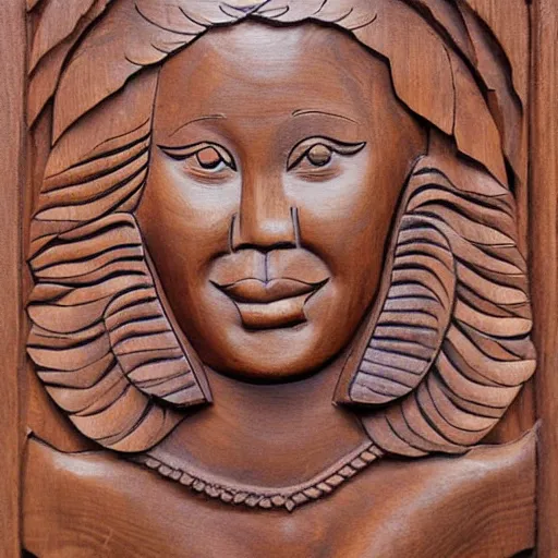 Image similar to wood relief carving of a beautiful woman