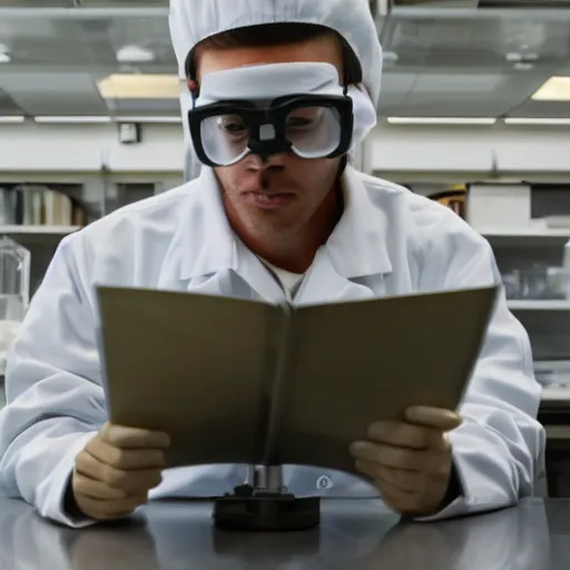 Prompt: a duck scientist wearing a labcoat, duck sits at a table, scientist is a duck, not human super resolution, 8k