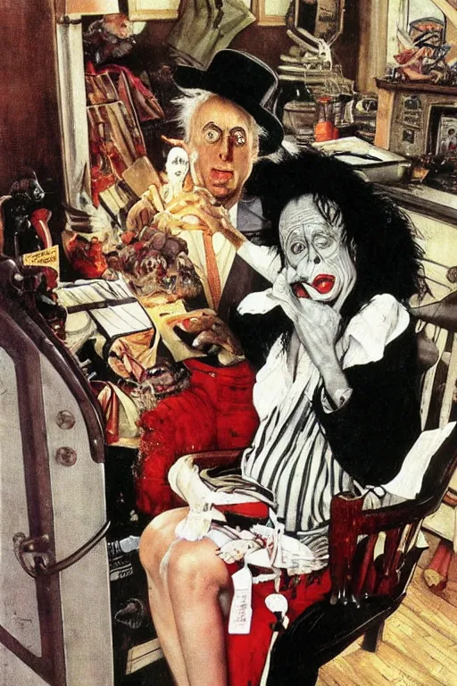 Image similar to beetlejuice painted by norman rockwell