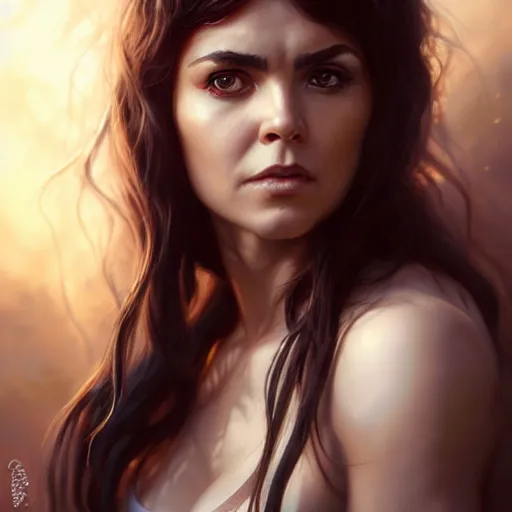 Prompt: portrait of octavia blake is skairipa in the 100 tv show, by artgerm, by krenz cushart, by peter kemp, by ross tran