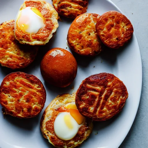 Image similar to an eggs and sausage patties breakfast