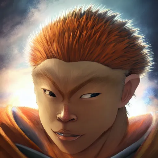 Prompt: portrait of Sun Wukong in the style of The Last Airbender, digital art, highly detailed, concept art, intricate, sharp focus, Trending on Artstation HQ, deviantart, unreal engine 5, 4K UHD image