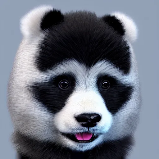 Prompt: a photorealistic image of a charismatic panda style Pomeranian puppy wearing a black leather jacket Trending on Artstation, featured on Behance, well-rendered, Unreal Engine, 4K HD