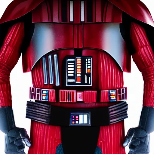 Prompt: darth vader but his entire suit is crimson red, high detail, 8 k