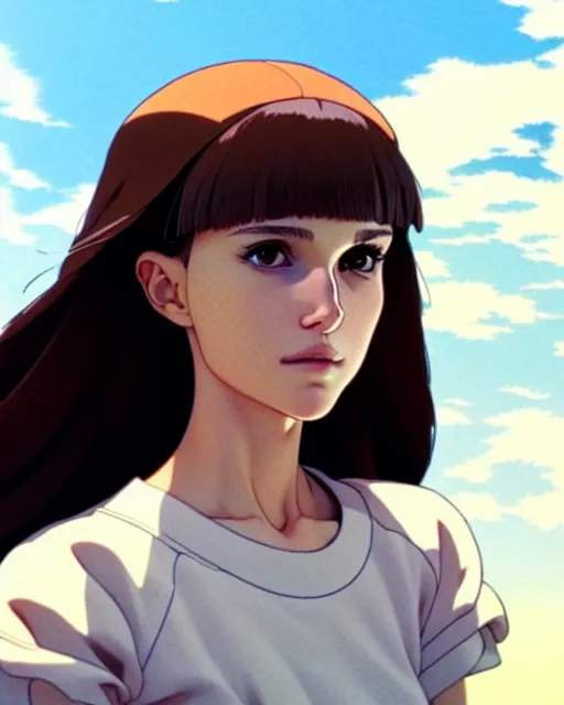 Image similar to beautiful! portrait of a boyish young natalie portman, by katsuhiro otomo, yoshitaka amano, nico tanigawa, artgerm, greg rutkowski makoto shinkai takashi takeuchi studio ghibli, akihiko yoshida rendered with intense 3 d effect.