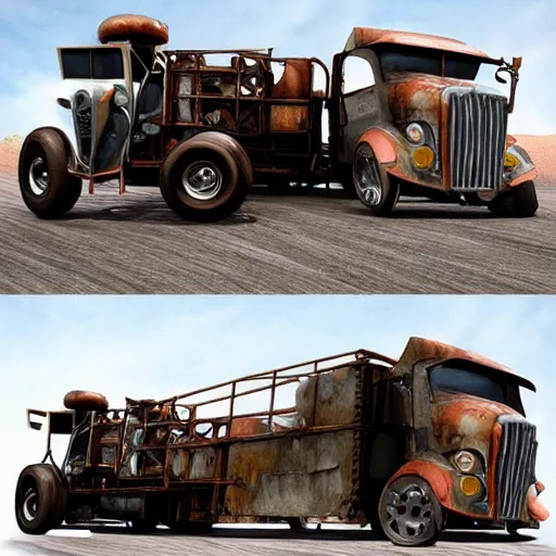 Image similar to semitruck ratrod, cgsociety