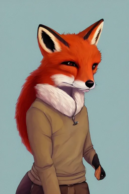 Image similar to a fox fursona, trending on artstation, by kawacy, furry art, digital art