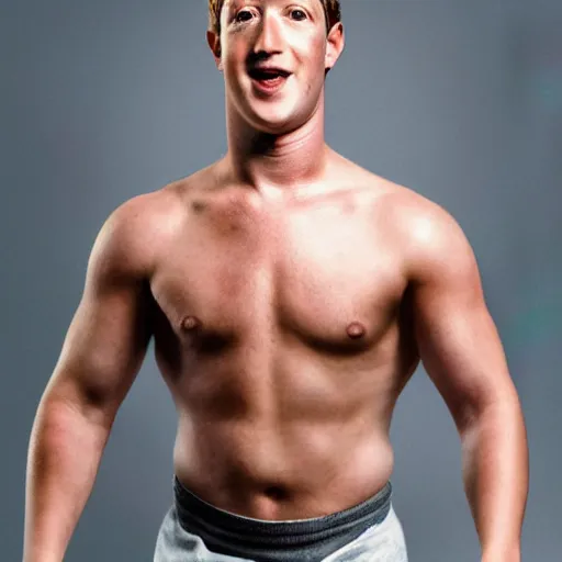 Prompt: if Mark Zuckerberg was a bodybuilder, very pale white skin, sports photography, 16 MP