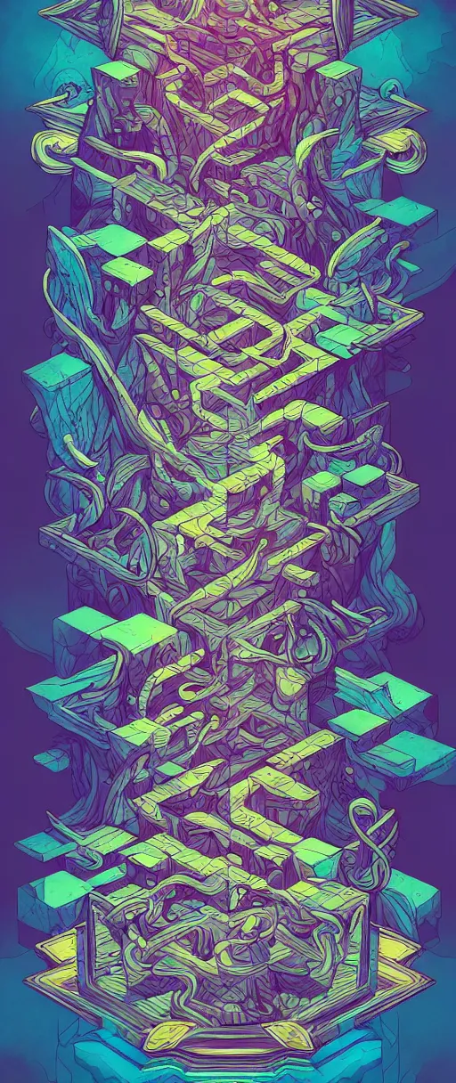 Image similar to arcane twisted turn of fate abstraction, centered award winning ink pen illustration, isometric abstract illustration by dan mumford, edited by craola, technical drawing by beeple and tooth wu, tiny details by artgerm and watercolor girl, symmetrically isometrically centered