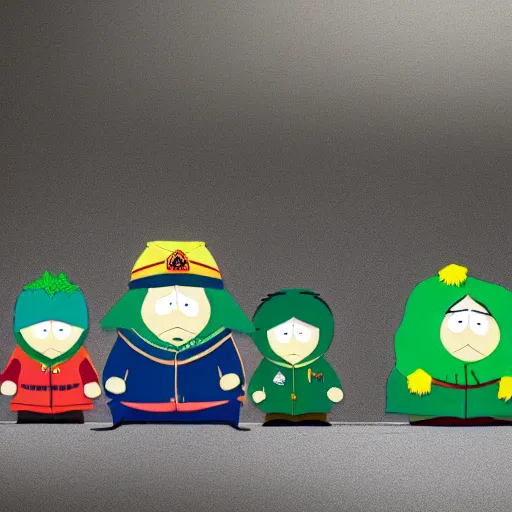 Image similar to South Park in real life, 50 mm, f2.8, panavision, studio lighting