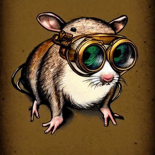 Prompt: a rat with steampunk googles, by Jesper Esjing