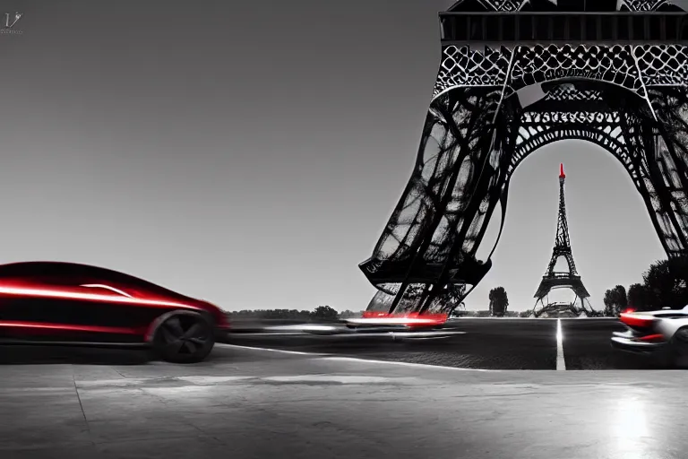 Prompt: a car that is designed like the eiffel tower, cinematic photograph, car commercial photograph, amazing lighting, stunning,