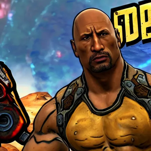 Image similar to Dwayne Johnson in borderlands 2 very detailed 4K quality super realistic