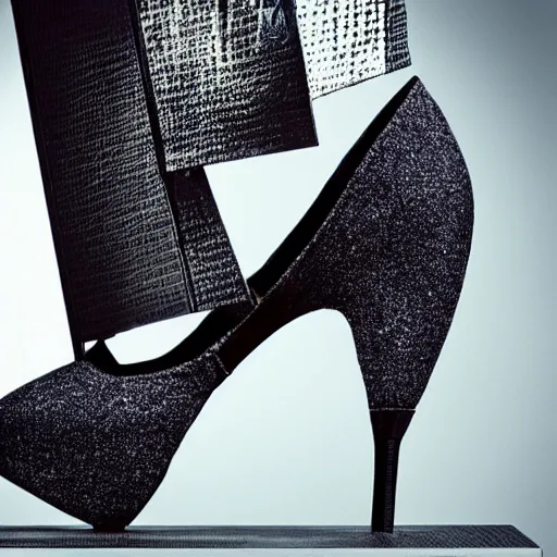 Image similar to “A fashion photograph of platform high heels made out of earthquakes”