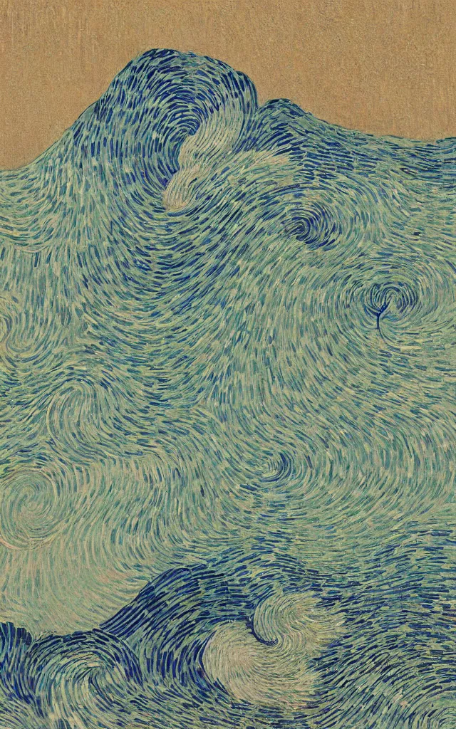 Image similar to rainy streets of kyoto, fractal waves. japanese embroidery. retro minimalist art by jean giraud and van gogh.