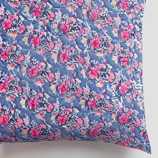 Image similar to pillowcase decorated with a floral pattern, detailed