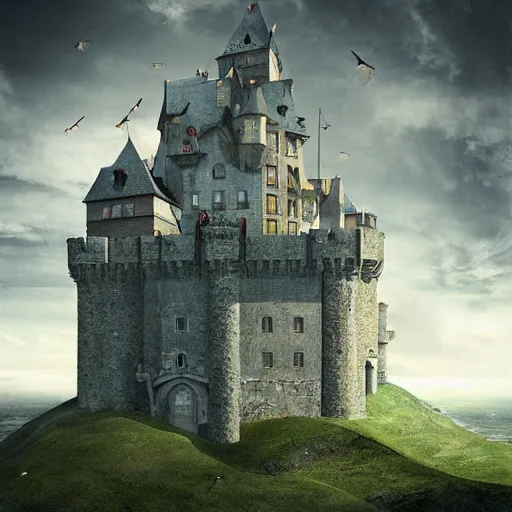 Image similar to a castle in the sky, digital art by erik johansson, 8 k resolution, hyper detailed, sharp focus