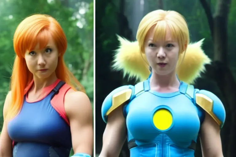 Image similar to samus aran as misty in the new live action pokemon movie