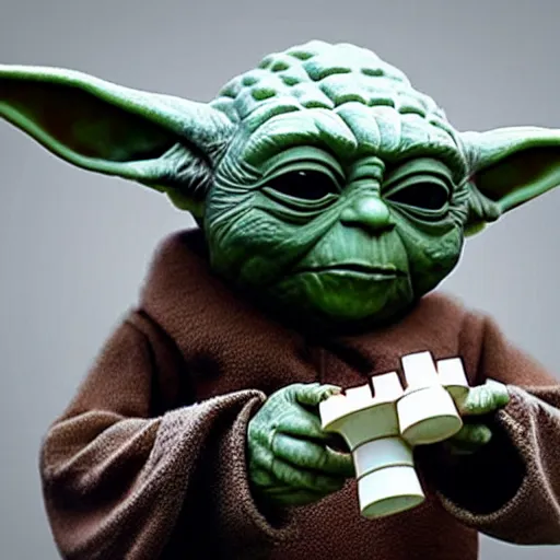 Image similar to photo of yoda playing chess against putin