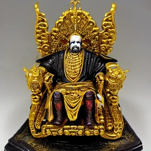 Image similar to photo. the emperor on his golden throne. 4 0 k. body horror.