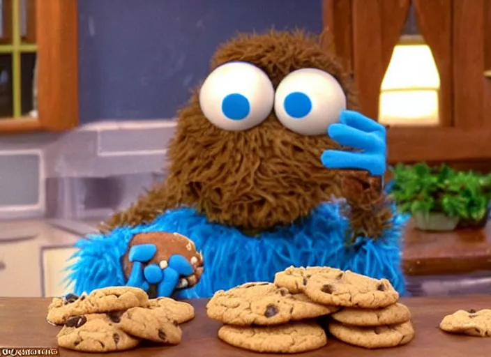 Image similar to The Cookie Monster is munching down on a horseradish, deleted scene from the show