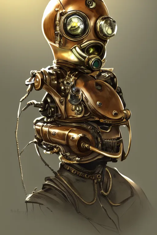 Image similar to steampunk helmet fantasy art mask robot ninja stylized digital illustration sharp focus, elegant intricate digital painting artstation concept art global illumination ray tracing advanced technology chaykin howard and campionpascale and cooke darwyn and davis jack