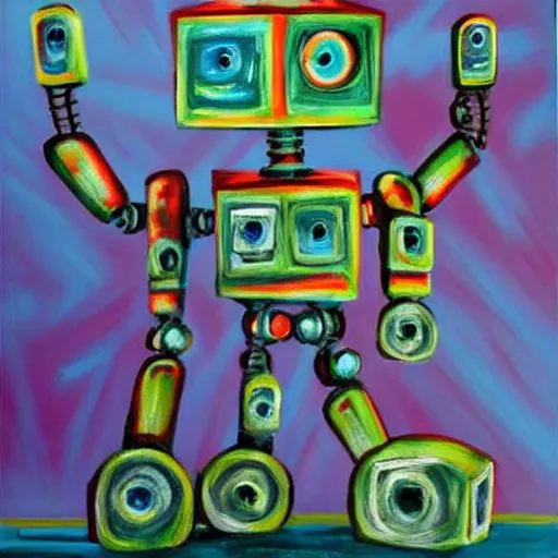 Image similar to robot painting beautifully